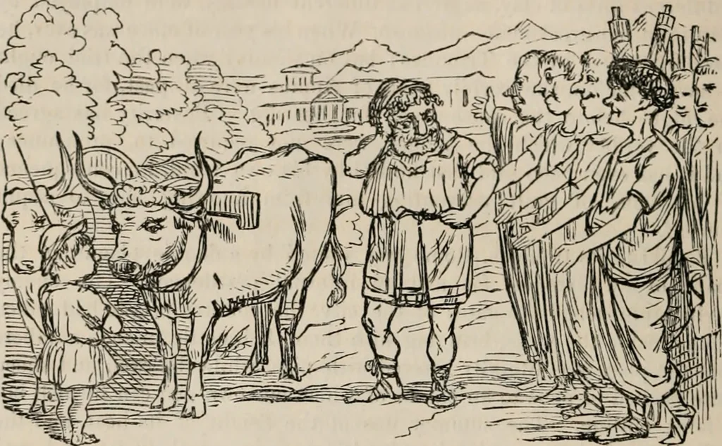 An illustration from The comic history of Rome, 1850, leaf 93