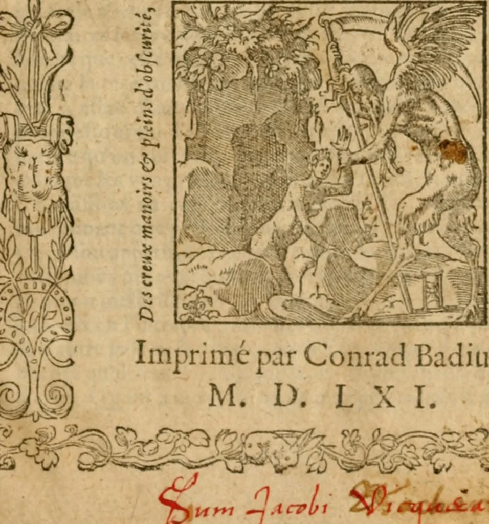 An illustration from Commentaires sur toutes les epistres de l'apostre S. Paul, et aussi sur l'epistre aux Hebrieux : item, sur les epistres canoniques de S. Pierre, S. Iehan, S. Iaques, et S. Iude .., 1561, leaf 4