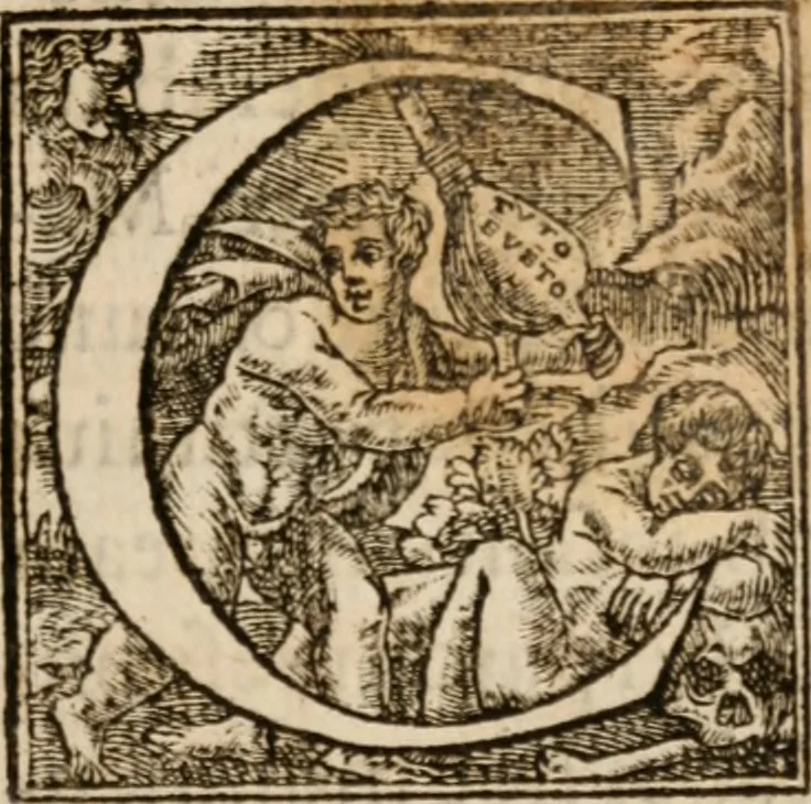 An illustration from Commentarivs de Iobeleo et indvlgentiis omnibvs ... olim anno Iobeleo 1550 Conymbricae editus, 1575, leaf 8
