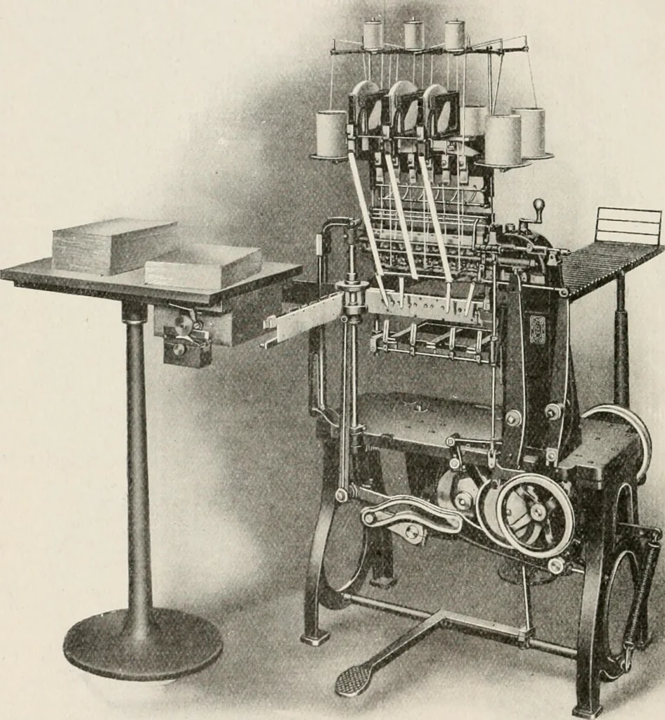 An illustration from Commercial bookbinding; a description of the processes and the various machines used, 1910, leaf 25
