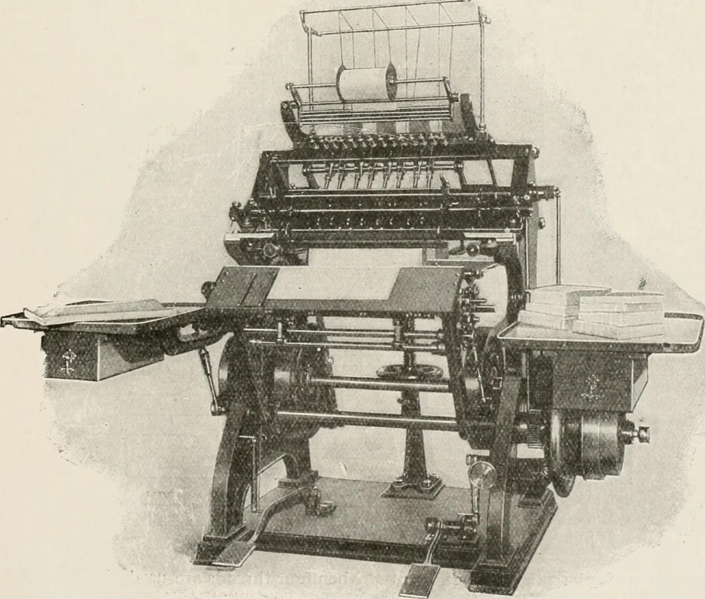 An illustration from Commercial bookbinding; a description of the processes and the various machines used, 1910, leaf 34