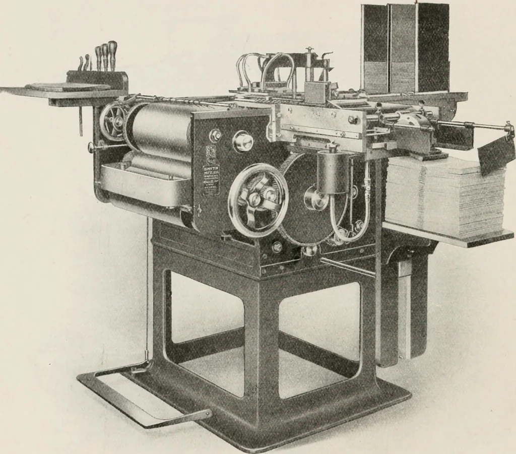 An illustration from Commercial bookbinding; a description of the processes and the various machines used, 1910, leaf 45