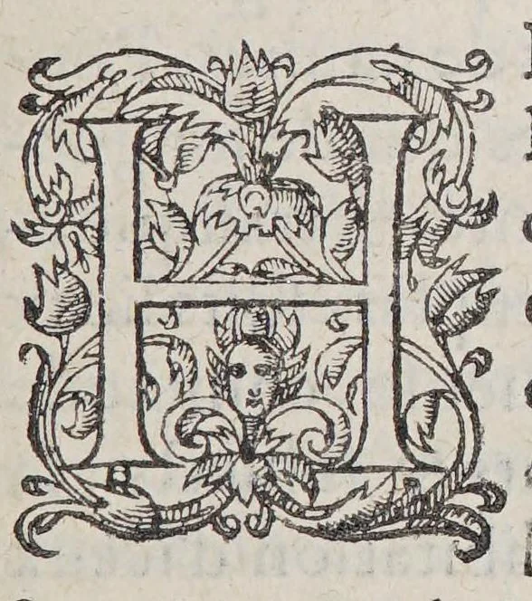 An illustration from Commissions du roy et de monseigneur l'admiral, au sieur de Monts, pour l'habitation és terres de Lacadie Canada, & autres endroits en la Nouuelle France. Ensemble les defenses premieres & secondes à tous autres, de trafiquer auec les sauuages desdites terres. Auec la verification en la cour de Parlement à Paris, 1605, leaf 9