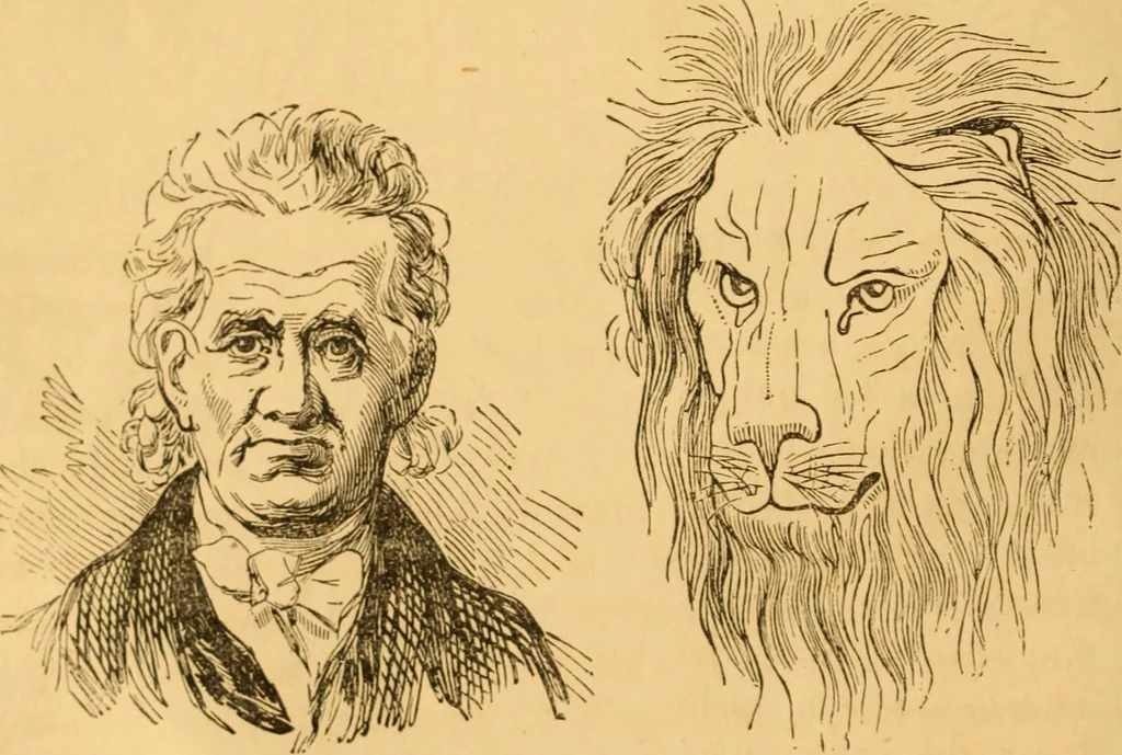 An illustration from Comparative physiognomy; or, Resemblances between men and animals, 1852, leaf 27