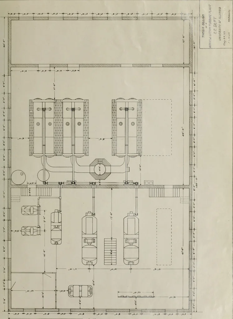 An illustration from The comparison of gas engines and steam turbines as prime movers, and the design of a six hundred kilowatt steam turbine plant, 1909, leaf 82