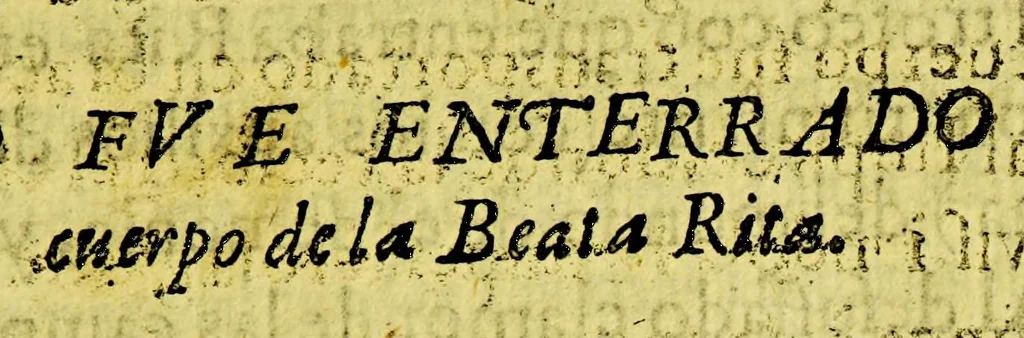 An illustration from Compendio historial de la uida de la gloriosa S[anta] Rita de Casia monja en el observantissimo monasterio de S[anta] Maria Magdalena de Casia del Orden de n[uestro] p[adre] S[an] Agustin., 1699, leaf 123