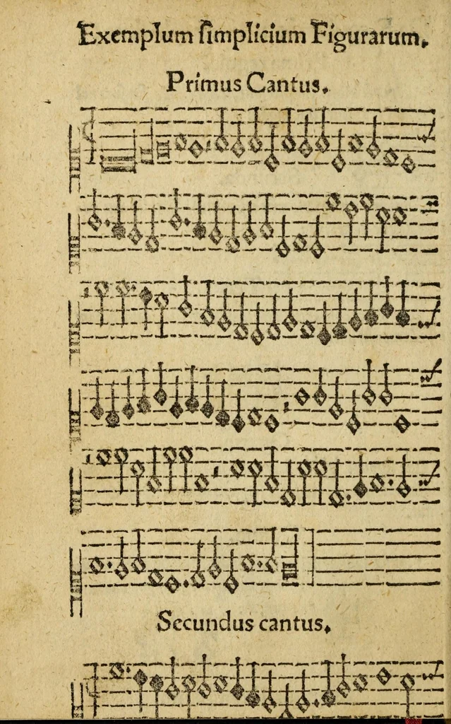 An illustration from Compendiolvm mvsicae pro incipientibvs, 1573, leaf 20