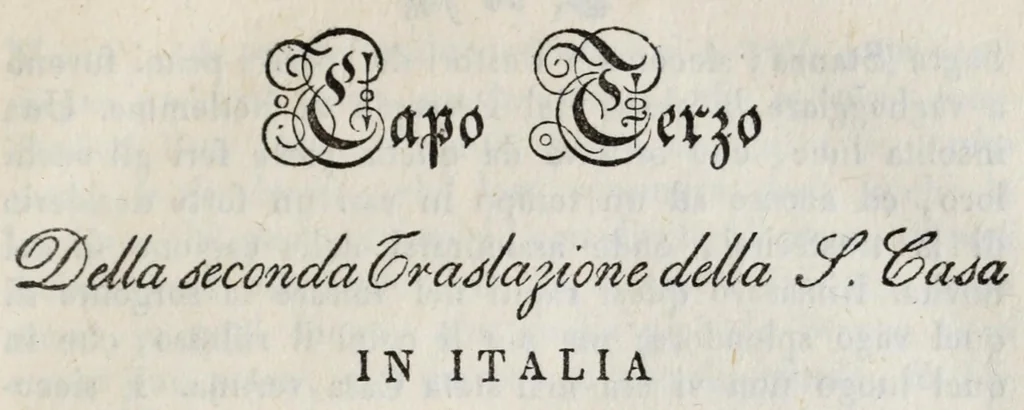 An illustration from Compendiosa relazione istorica delle prodigiose traslazioni della Santa Casa di Nazzaret, ora venerata in Loreto, 1830, leaf 31