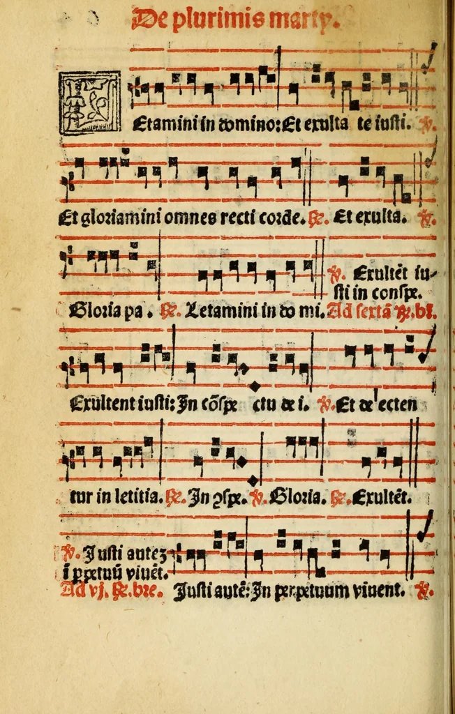 An illustration from Compendiu musices confectu ad faciliore instructione cantum chorale discentiu : necno ad introductione huius libelli: qui Catorinus intitulatur: omnibus diuino cultui deditis p[er]putilis necessarius: vt in tabula hic immediate sequeti latius apparet, 1513, leaf 134