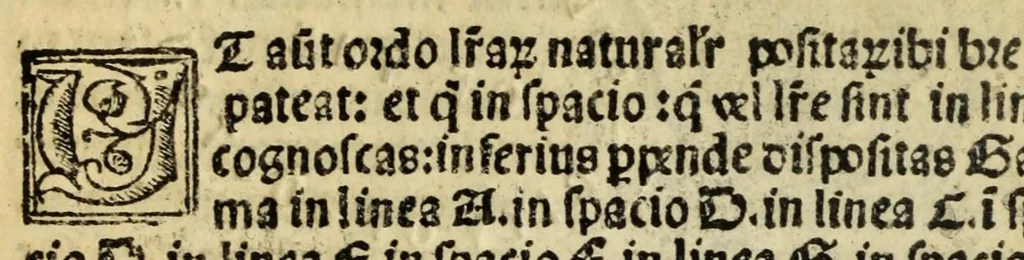 An illustration from Compendiu musices confectu ad faciliore instructione cantum chorale discentiu : necno ad introductione huius libelli: qui Catorinus intitulatur: omnibus diuino cultui deditis p[er]putilis necessarius: vt in tabula hic immediate sequeti latius apparet, 1513, leaf 14