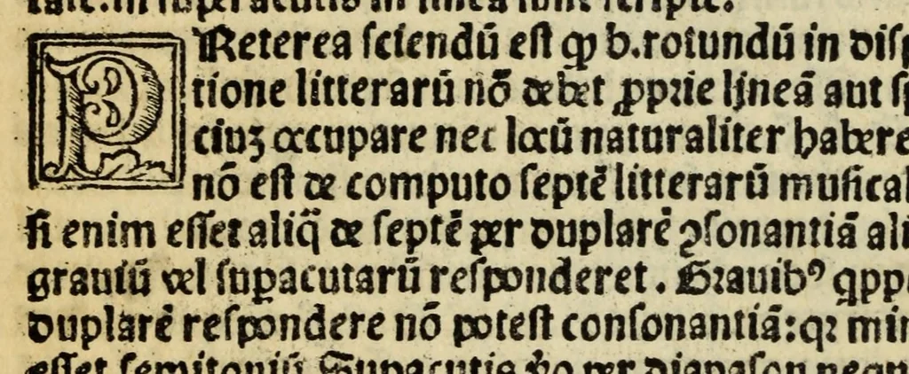 An illustration from Compendiu musices confectu ad faciliore instructione cantum chorale discentiu : necno ad introductione huius libelli: qui Catorinus intitulatur: omnibus diuino cultui deditis p[er]putilis necessarius: vt in tabula hic immediate sequeti latius apparet, 1513, leaf 14