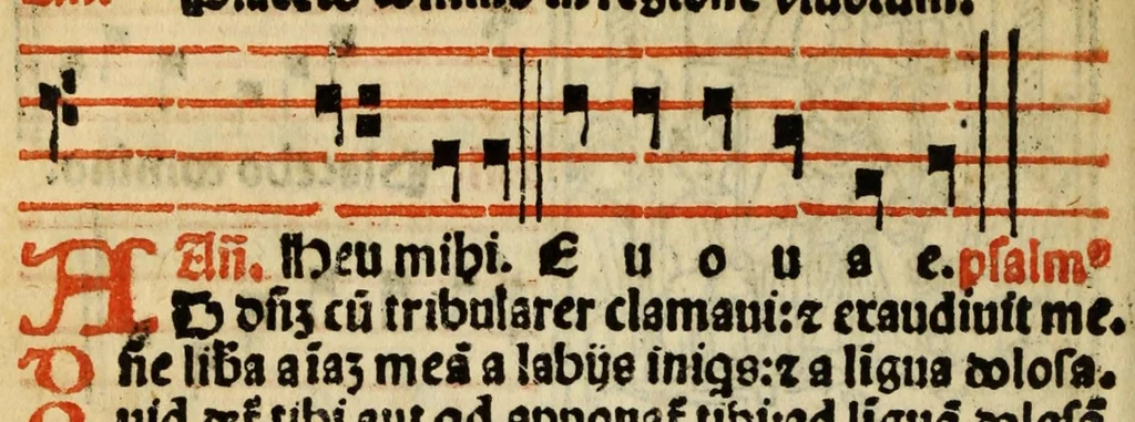 An illustration from Compendiu musices confectu ad faciliore instructione cantum chorale discentiu : necno ad introductione huius libelli: qui Catorinus intitulatur: omnibus diuino cultui deditis p[er]putilis necessarius: vt in tabula hic immediate sequeti latius apparet, 1513, leaf 200