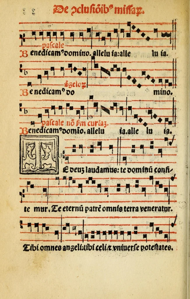 An illustration from Compendiu musices confectu ad faciliore instructione cantum chorale discentiu : necno ad introductione huius libelli: qui Catorinus intitulatur: omnibus diuino cultui deditis p[er]putilis necessarius: vt in tabula hic immediate sequeti latius apparet, 1513, leaf 50