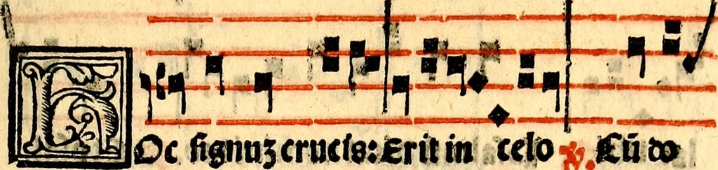 An illustration from Compendiu musices confectu ad faciliore instructione cantum chorale discentiu: necnõ ad introductione huius libelli: qui Cãtorinus intitulatur: omnibus diuino cultui deditis p[er]putilis necessarius: vt in tabula hic immediate sequeti latius apparet, 1513, leaf 128
