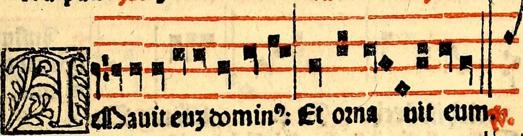 An illustration from Compendiu musices confectu ad faciliore instructione cantum chorale discentiu: necnõ ad introductione huius libelli: qui Cãtorinus intitulatur: omnibus diuino cultui deditis p[er]putilis necessarius: vt in tabula hic immediate sequeti latius apparet, 1513, leaf 136
