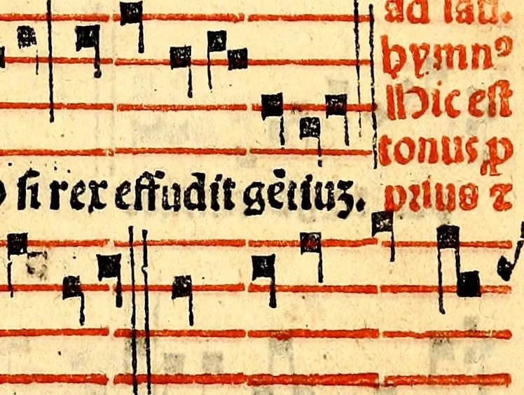 An illustration from Compendiu musices confectu ad faciliore instructione cantum chorale discentiu: necnõ ad introductione huius libelli: qui Cãtorinus intitulatur: omnibus diuino cultui deditis p[er]putilis necessarius: vt in tabula hic immediate sequeti latius apparet, 1513, leaf 158
