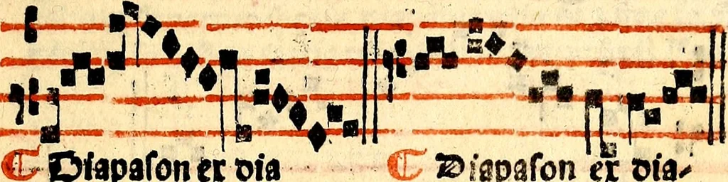 An illustration from Compendiu musices confectu ad faciliore instructione cantum chorale discentiu: necnõ ad introductione huius libelli: qui Cãtorinus intitulatur: omnibus diuino cultui deditis p[er]putilis necessarius: vt in tabula hic immediate sequeti latius apparet, 1513, leaf 30
