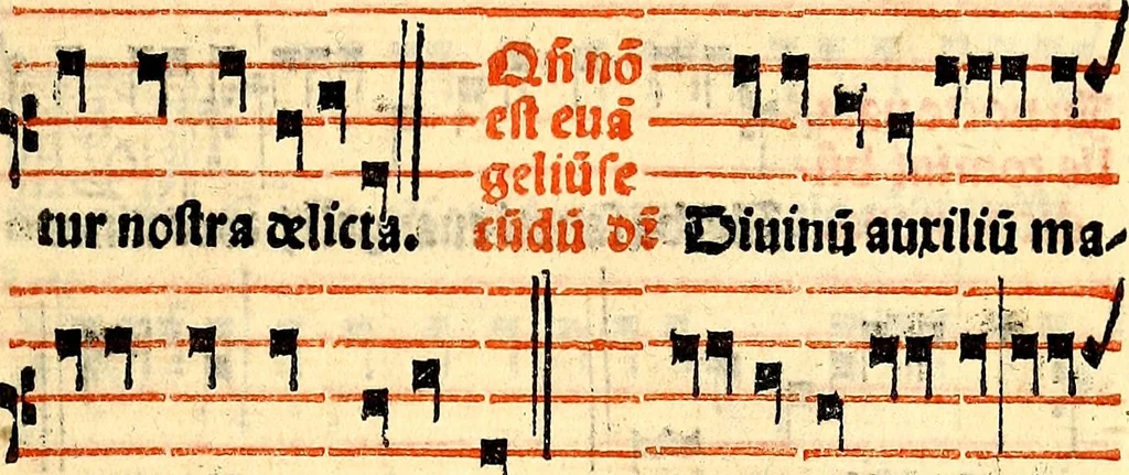 An illustration from Compendiu musices confectu ad faciliore instructione cantum chorale discentiu: necnõ ad introductione huius libelli: qui Cãtorinus intitulatur: omnibus diuino cultui deditis p[er]putilis necessarius: vt in tabula hic immediate sequeti latius apparet, 1513, leaf 86