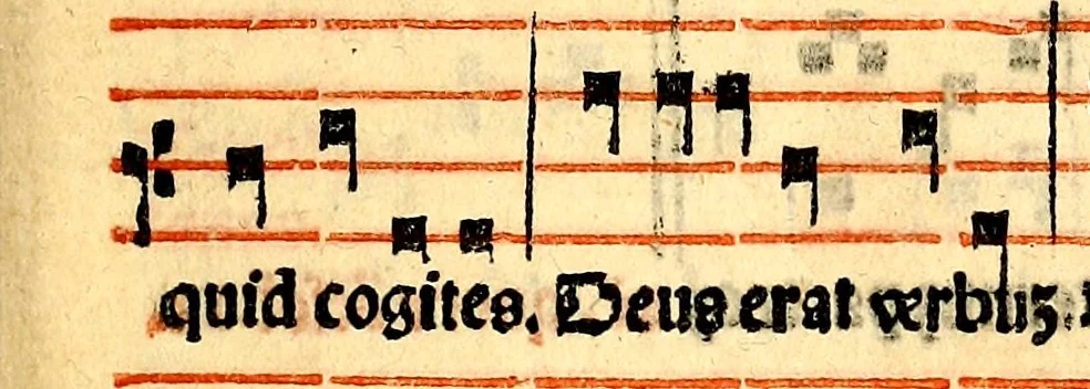 An illustration from Compendiu musices confectu ad faciliore instructione cantum chorale discentiu: necnõ ad introductione huius libelli: qui Cãtorinus intitulatur: omnibus diuino cultui deditis p[er]putilis necessarius: vt in tabula hic immediate sequeti latius apparet, 1513, leaf 88
