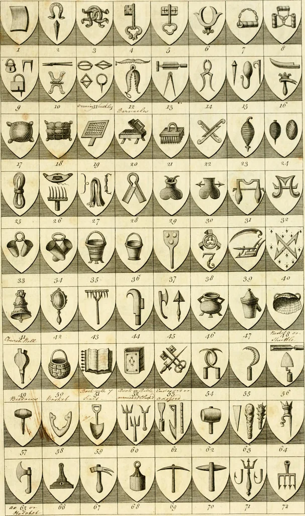 An illustration from A complete body of heraldry : containing, an historical enquiry into the origin of armories, and the rise and progress of heraldry, considered as a science ..., 1780, leaf 482