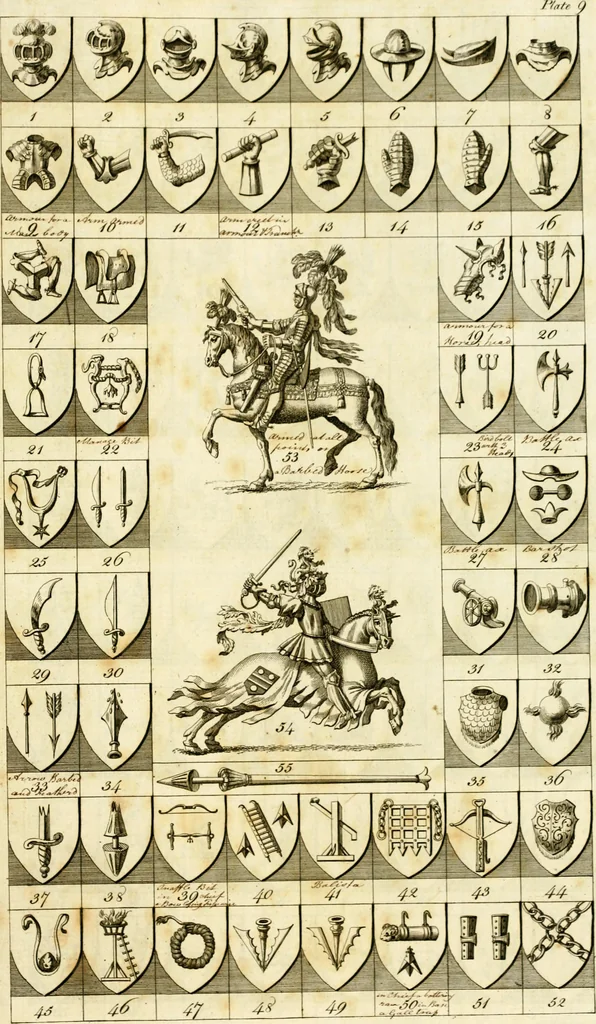An illustration from A complete body of heraldry : containing, an historical enquiry into the origin of armories, and the rise and progress of heraldry, considered as a science ..., 1780, leaf 488