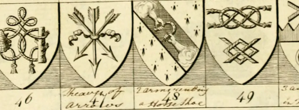 An illustration from A complete body of heraldry : containing, an historical enquiry into the origin of armories, and the rise and progress of heraldry, considered as a science ..., 1780, leaf 500