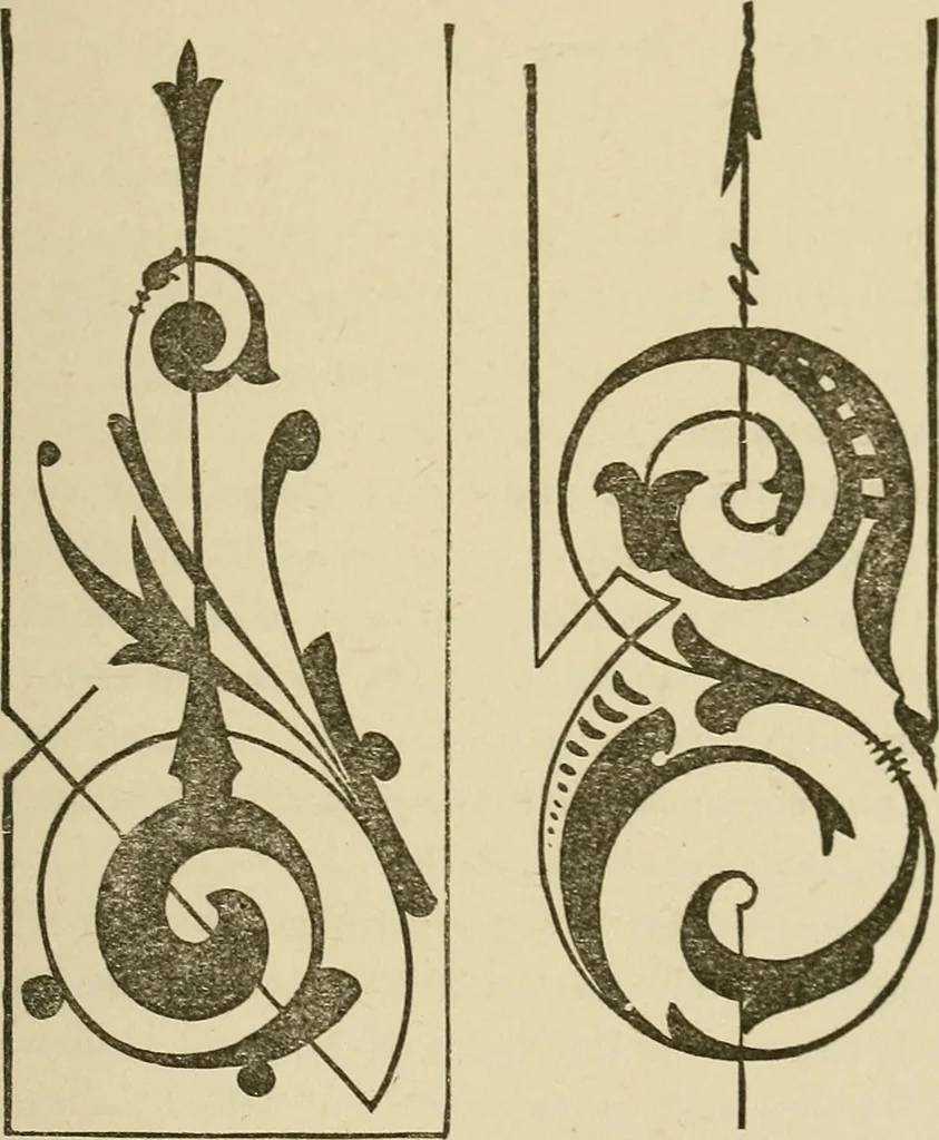 An illustration from The complete carriage and wagon painter : a concise compendium of the art of painting carriages, wagons and sleighs, embracing full directions in all the various branches, including lettering, scrolling, ornamenting, striping, varnishing and coloring, with numerous recipes for mixing colors, 1903, leaf 64