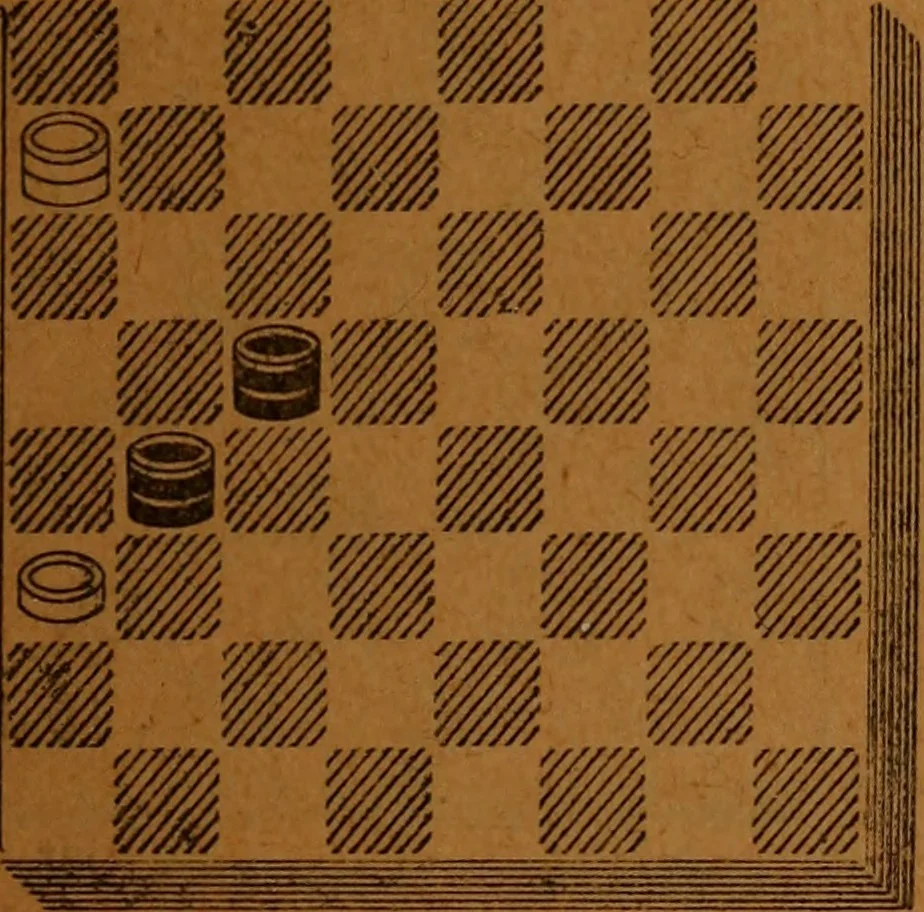 An illustration from A complete guide to the game of draughts .., 1909, leaf 146