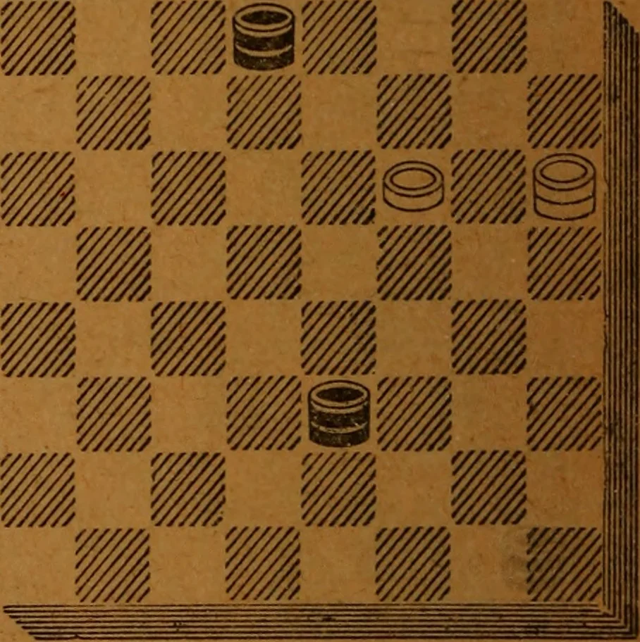 An illustration from A complete guide to the game of draughts .., 1909, leaf 147