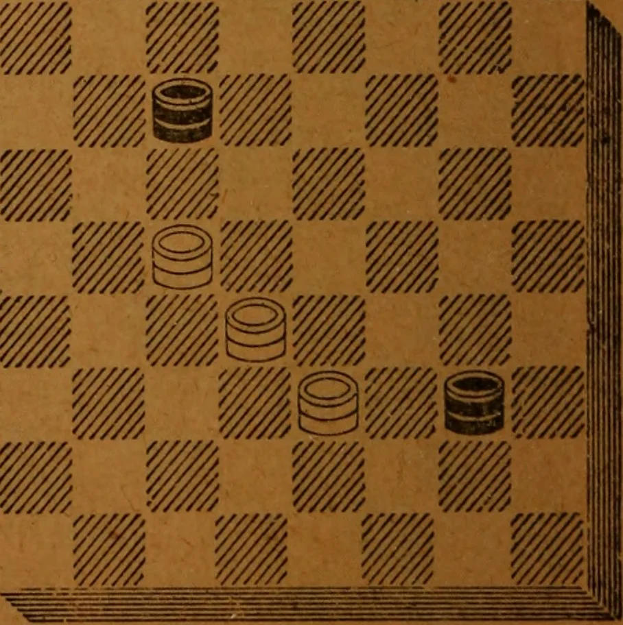 An illustration from A complete guide to the game of draughts .., 1909, leaf 147
