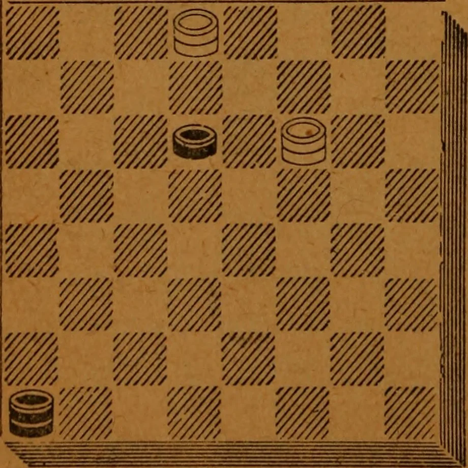 An illustration from A complete guide to the game of draughts .., 1909, leaf 147