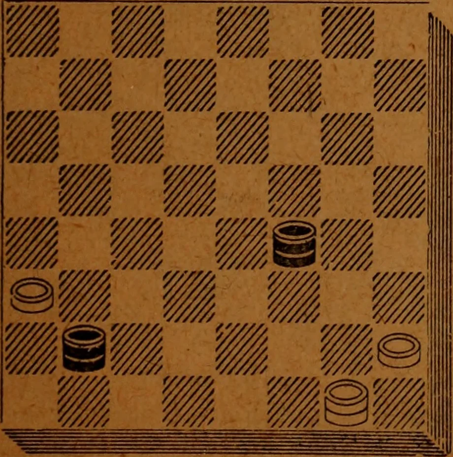 An illustration from A complete guide to the game of draughts .., 1909, leaf 148