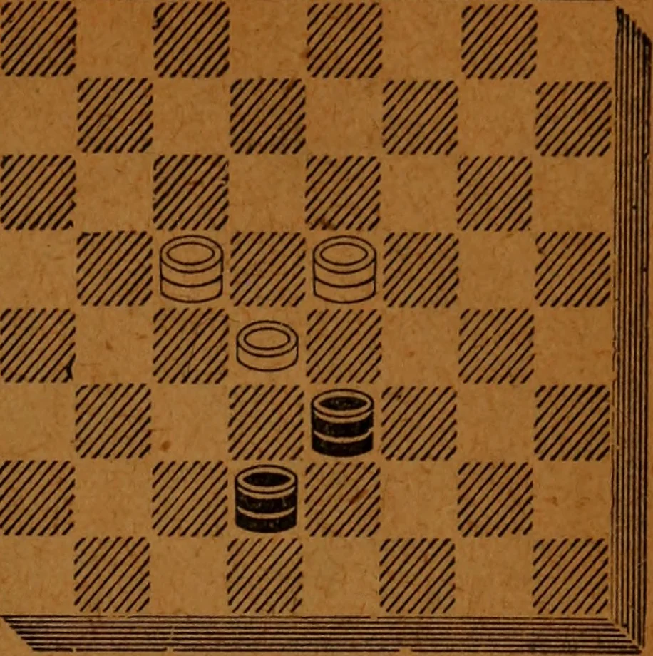 An illustration from A complete guide to the game of draughts .., 1909, leaf 148