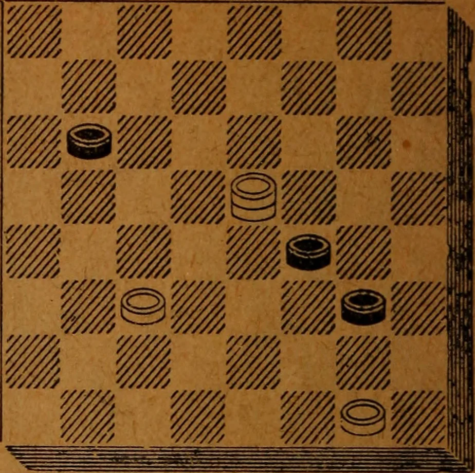 An illustration from A complete guide to the game of draughts .., 1909, leaf 149