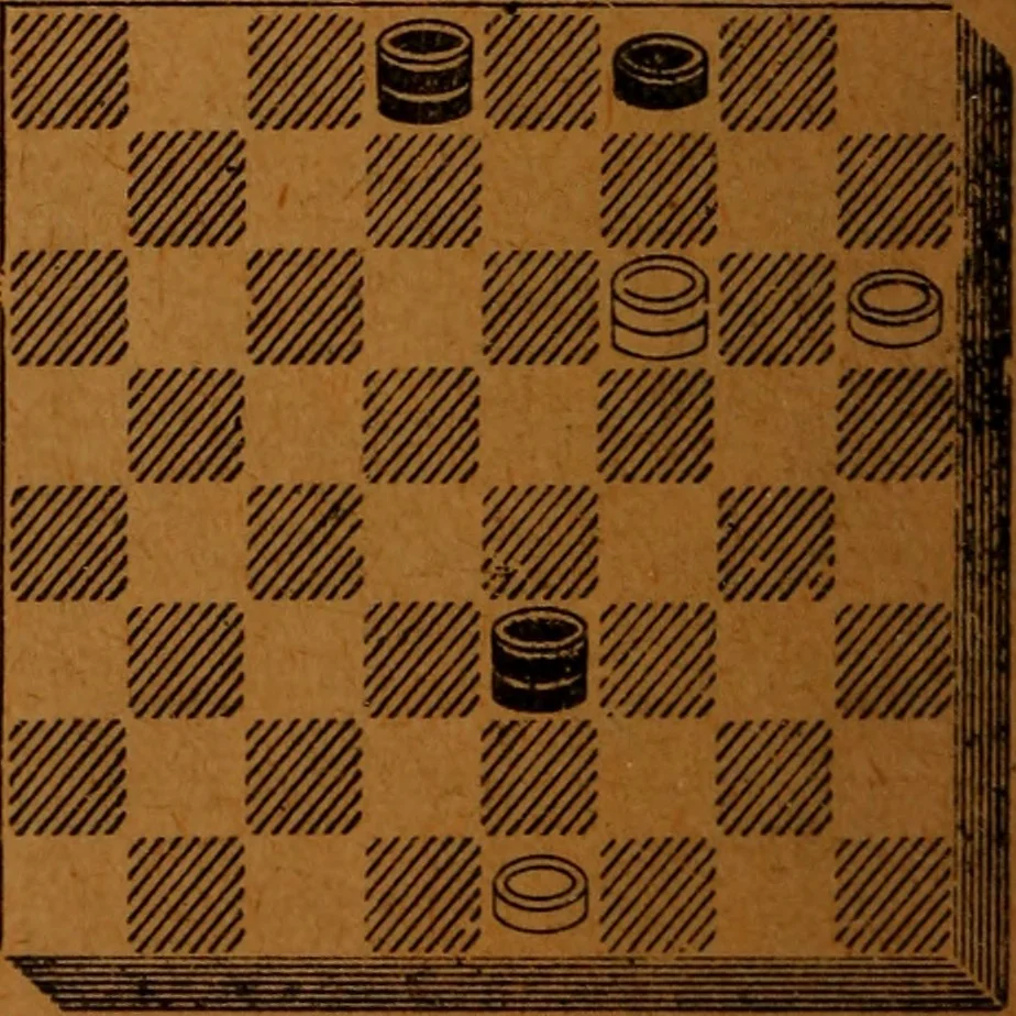 An illustration from A complete guide to the game of draughts .., 1909, leaf 149