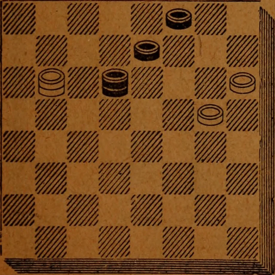 An illustration from A complete guide to the game of draughts .., 1909, leaf 150