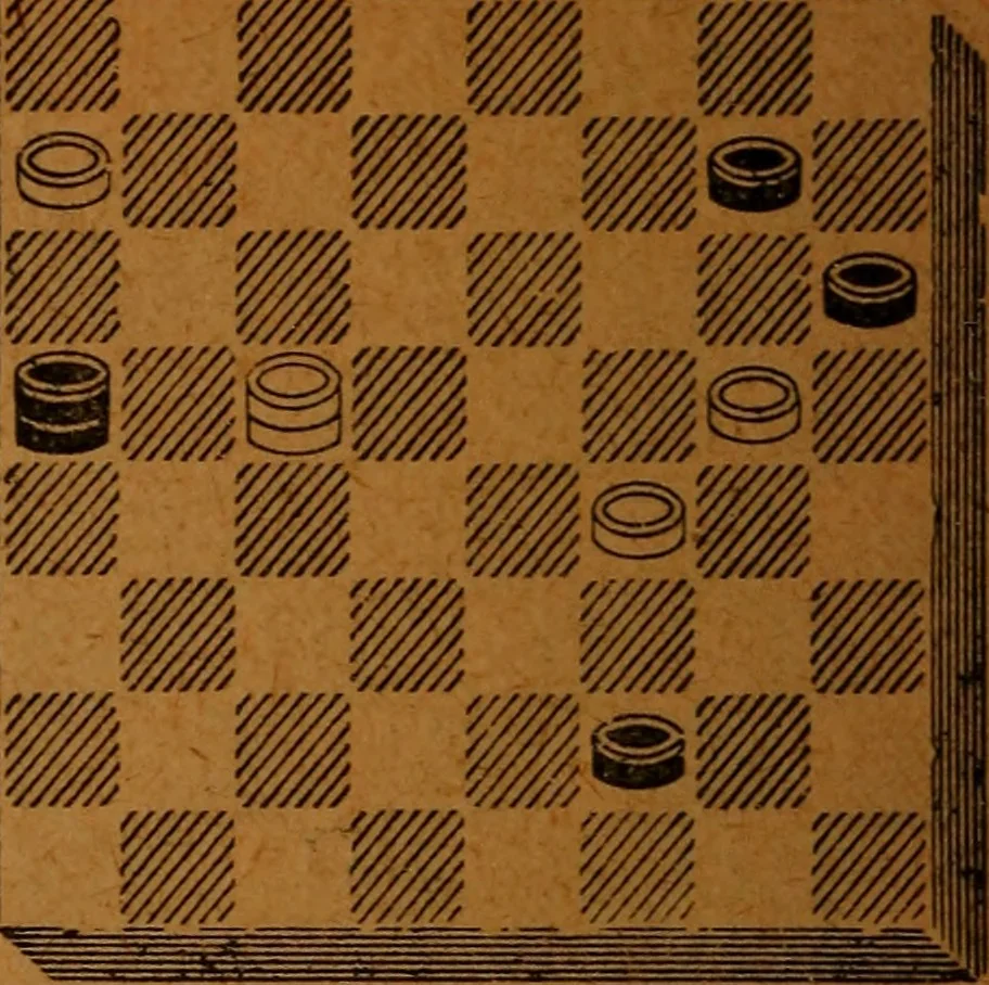 An illustration from A complete guide to the game of draughts .., 1909, leaf 151