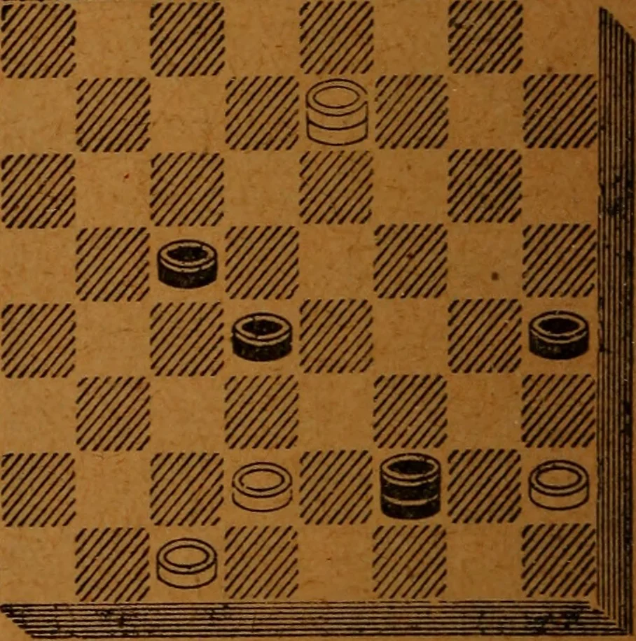 An illustration from A complete guide to the game of draughts .., 1909, leaf 151