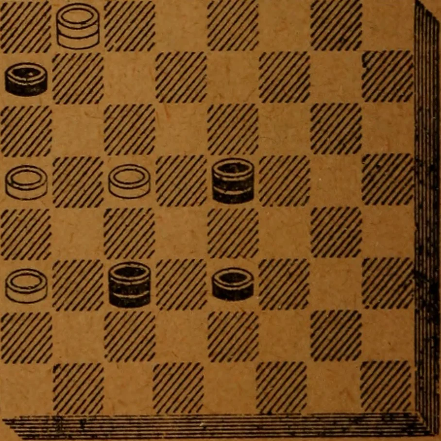 An illustration from A complete guide to the game of draughts .., 1909, leaf 151