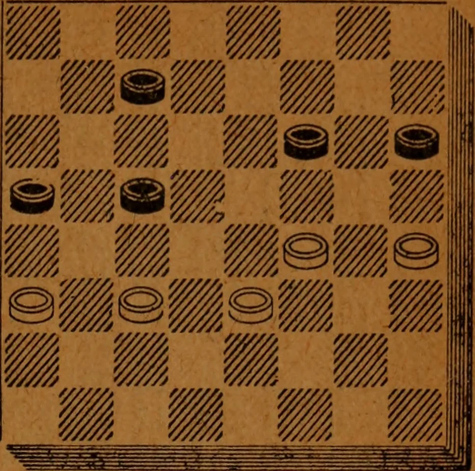 An illustration from A complete guide to the game of draughts .., 1909, leaf 152