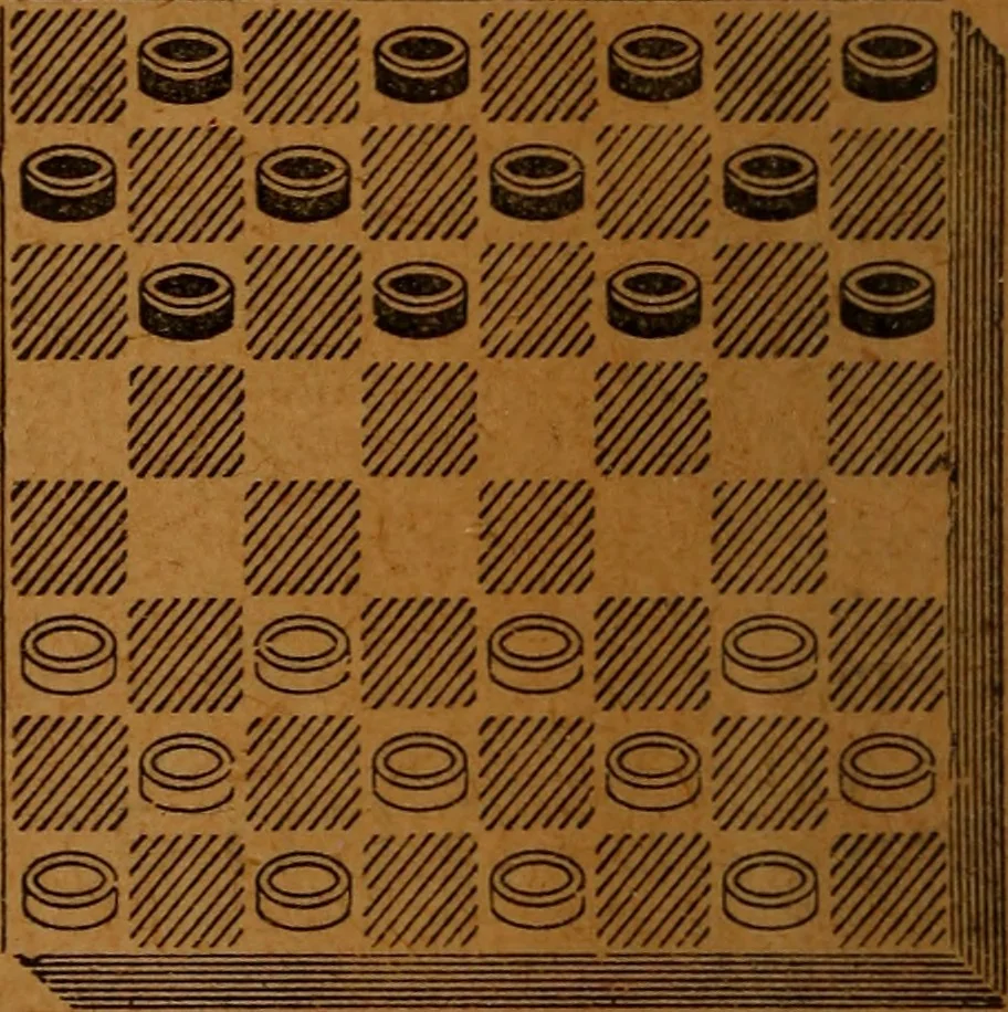 An illustration from A complete guide to the game of draughts .., 1909, leaf 5
