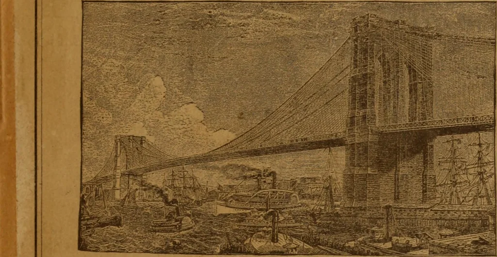An illustration from A Complete history of the New York and Brooklyn Bridge : from its conception in 1866 to its completion in 1883, 1883, leaf 2
