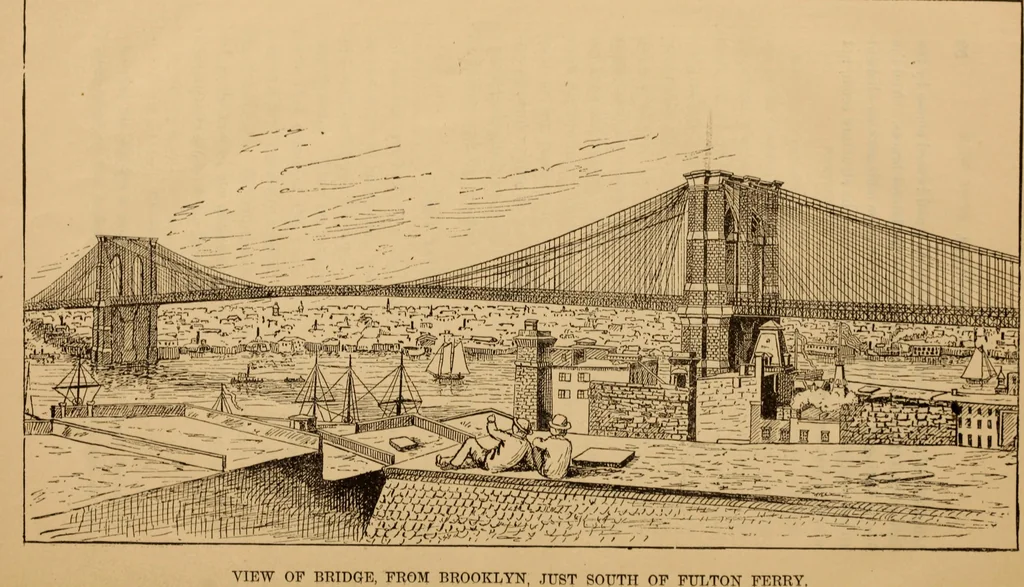An illustration from A Complete history of the New York and Brooklyn Bridge : from its conception in 1866 to its completion in 1883, 1883, leaf 57