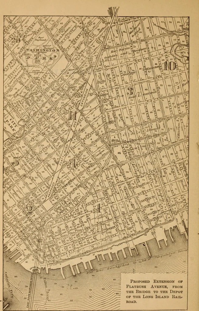An illustration from A Complete history of the New York and Brooklyn Bridge : from its conception in 1866 to its completion in 1883, 1883, leaf 77