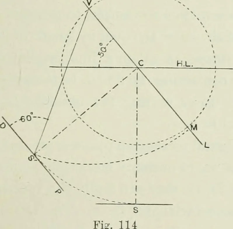 An illustration from Complete perspective course : comprising the elementary and advanced stages of perspective, the projection of shadows and reflections, with exercises in theory and practice, also the practical application of perspective, 1900, leaf 172