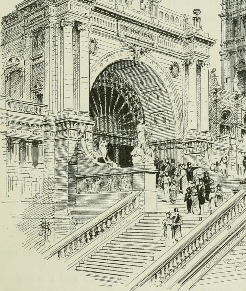 An illustration from Complete perspective course : comprising the elementary and advanced stages of perspective, the projection of shadows and reflections, with exercises in theory and practice, also the practical application of perspective, 1900, leaf 180
