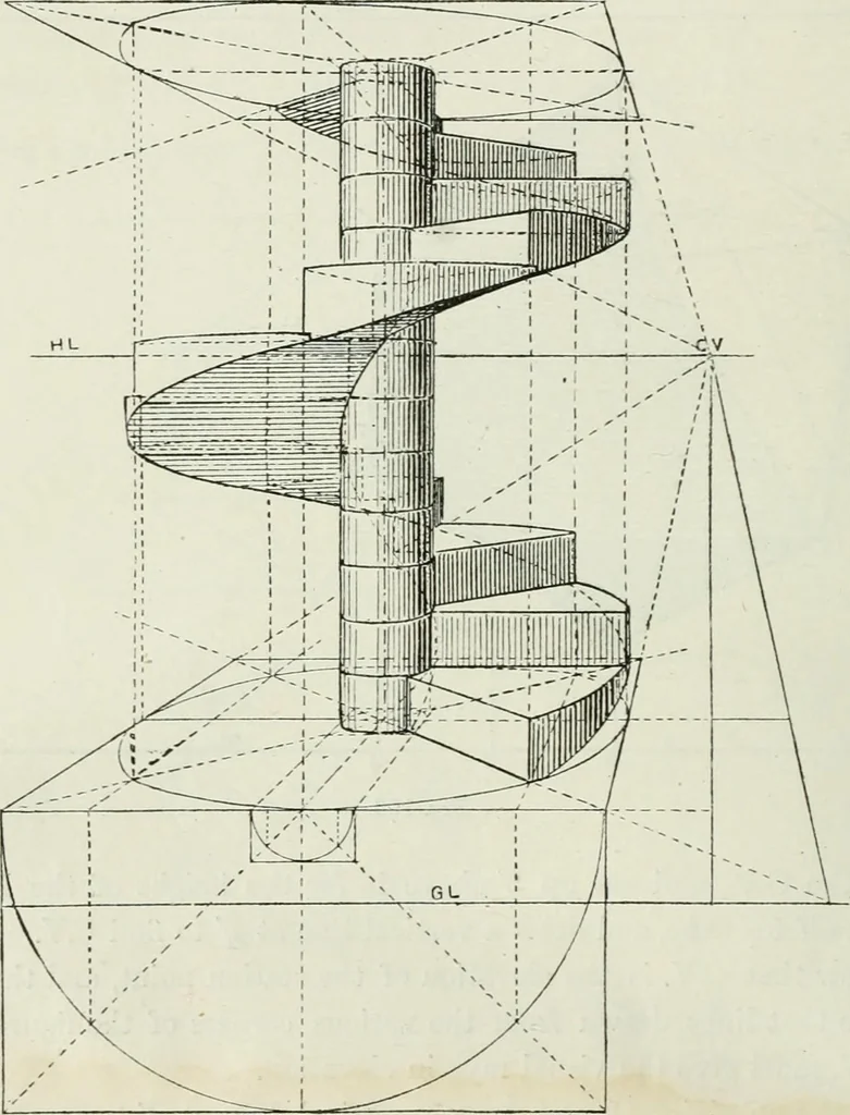 An illustration from Complete perspective course : comprising the elementary and advanced stages of perspective, the projection of shadows and reflections, with exercises in theory and practice, also the practical application of perspective, 1900, leaf 215