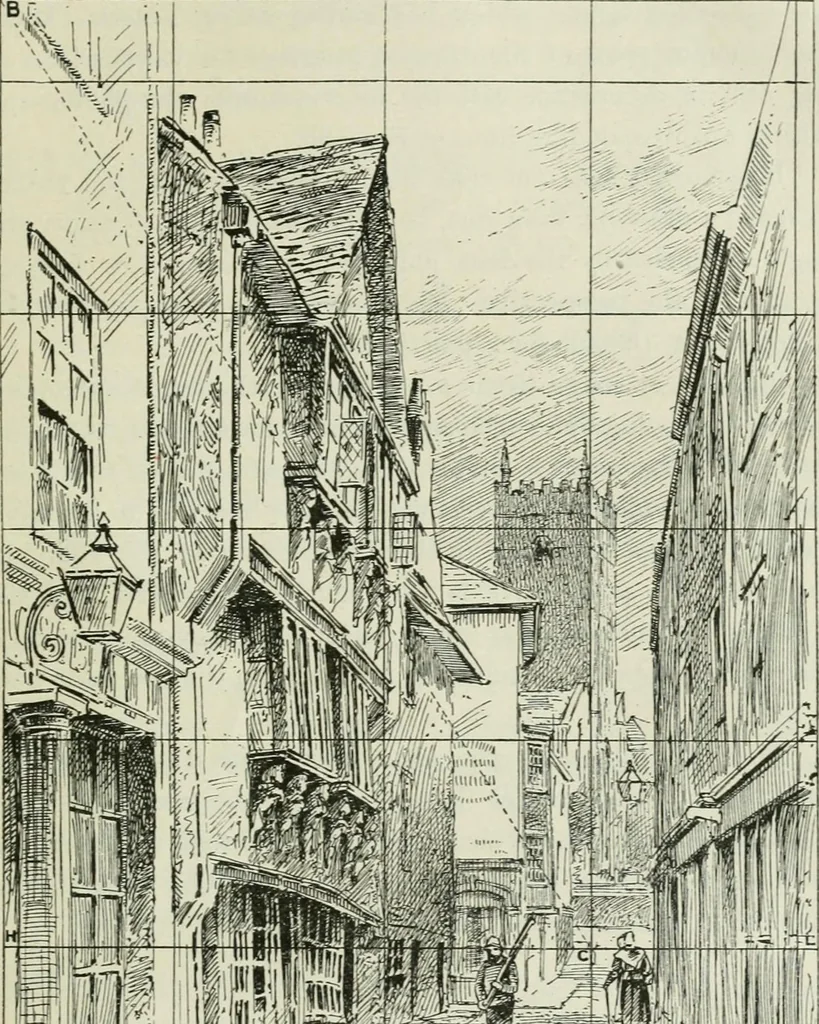 An illustration from Complete perspective course : comprising the elementary and advanced stages of perspective, the projection of shadows and reflections, with exercises in theory and practice, also the practical application of perspective, 1900, leaf 304