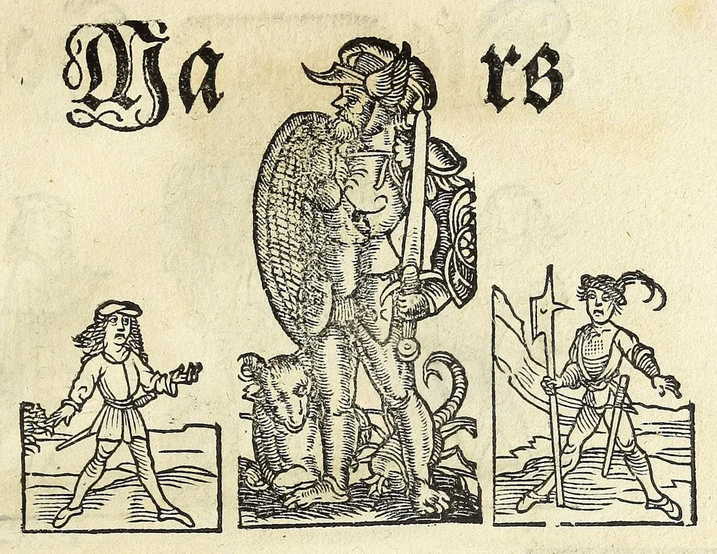An illustration from Complexion : Natür vnd Eigenschafft eines yeden Menschen zü erfaren, auch seiner Gebürtstund vnnd Zeychen, ... auss zü rechnen, 1534, leaf 11