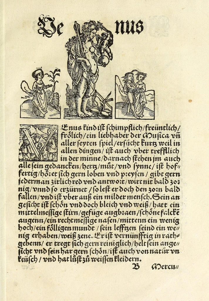 An illustration from Complexion : Natür vnd Eigenschafft eines yeden Menschen zü erfaren, auch seiner Gebürtstund vnnd Zeychen, ... auss zü rechnen, 1534, leaf 13